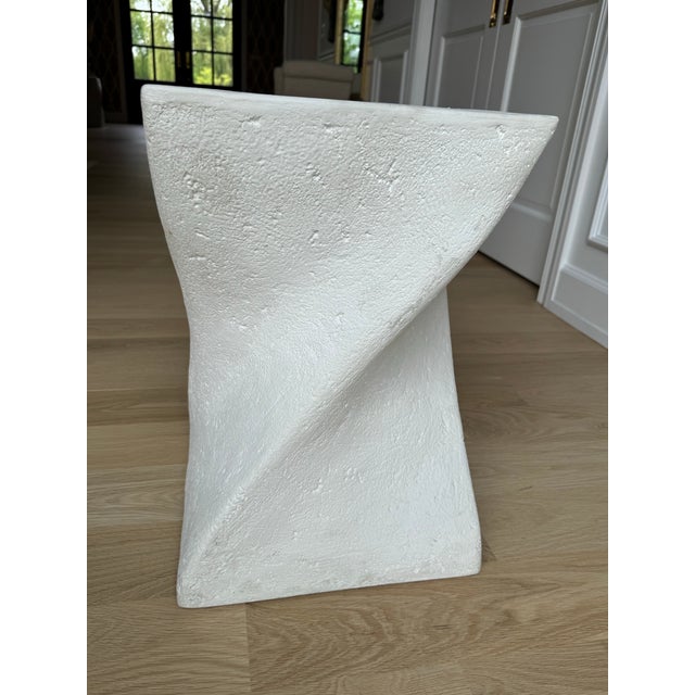 Sculpture Materials Vintage Late 1970s / 1980s Postmodern Sculptural Twist Form Side Table or Pedestal in Plaster Finish For Sale - Image 7 of 10