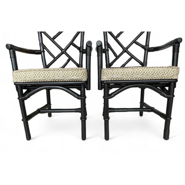 Pair of Late 20th Century Ficks Reed Style Chinese Chippendale Rattan Chairs For Sale In Tampa - Image 6 of 11