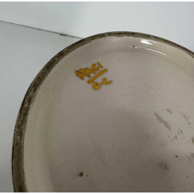 Italian Art Deco Flowers Painted Ceramic Vases, 1940s, Set of 2 For Sale - Image 9 of 10