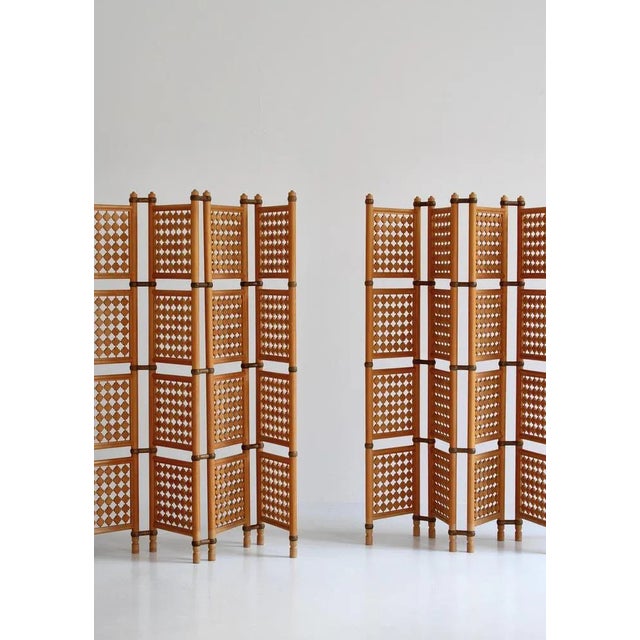 1940s Scandinavian Modern Screens or Room Dividers in Stained Beechwood, 1940s, Set of 2 For Sale - Image 5 of 18