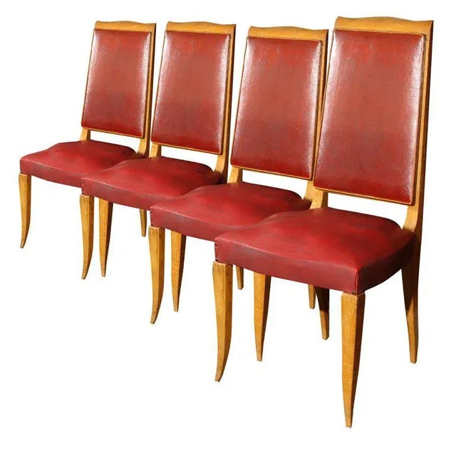 1940s Set of Four Red French Chairs For Sale - Image 5 of 5