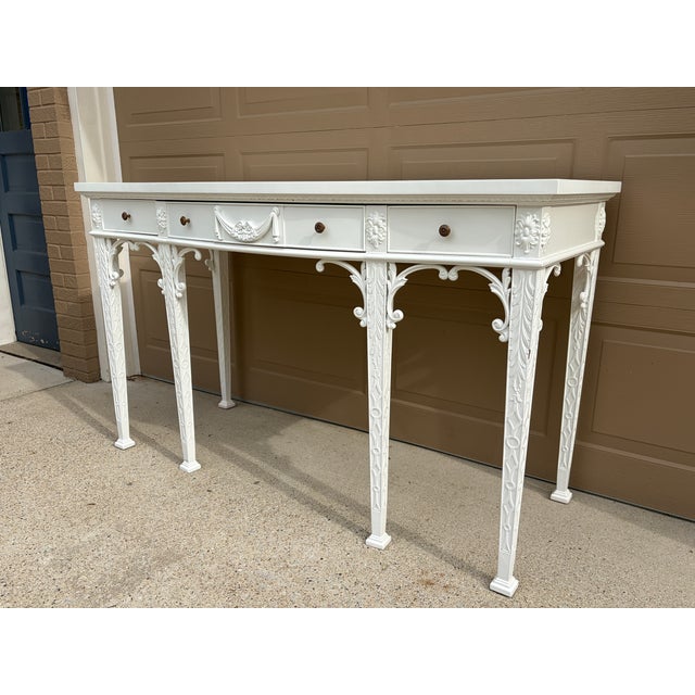 Maitland - Smith Late 20th Century White Lacquered Chippendale Console by Maitland-Smith For Sale - Image 4 of 15