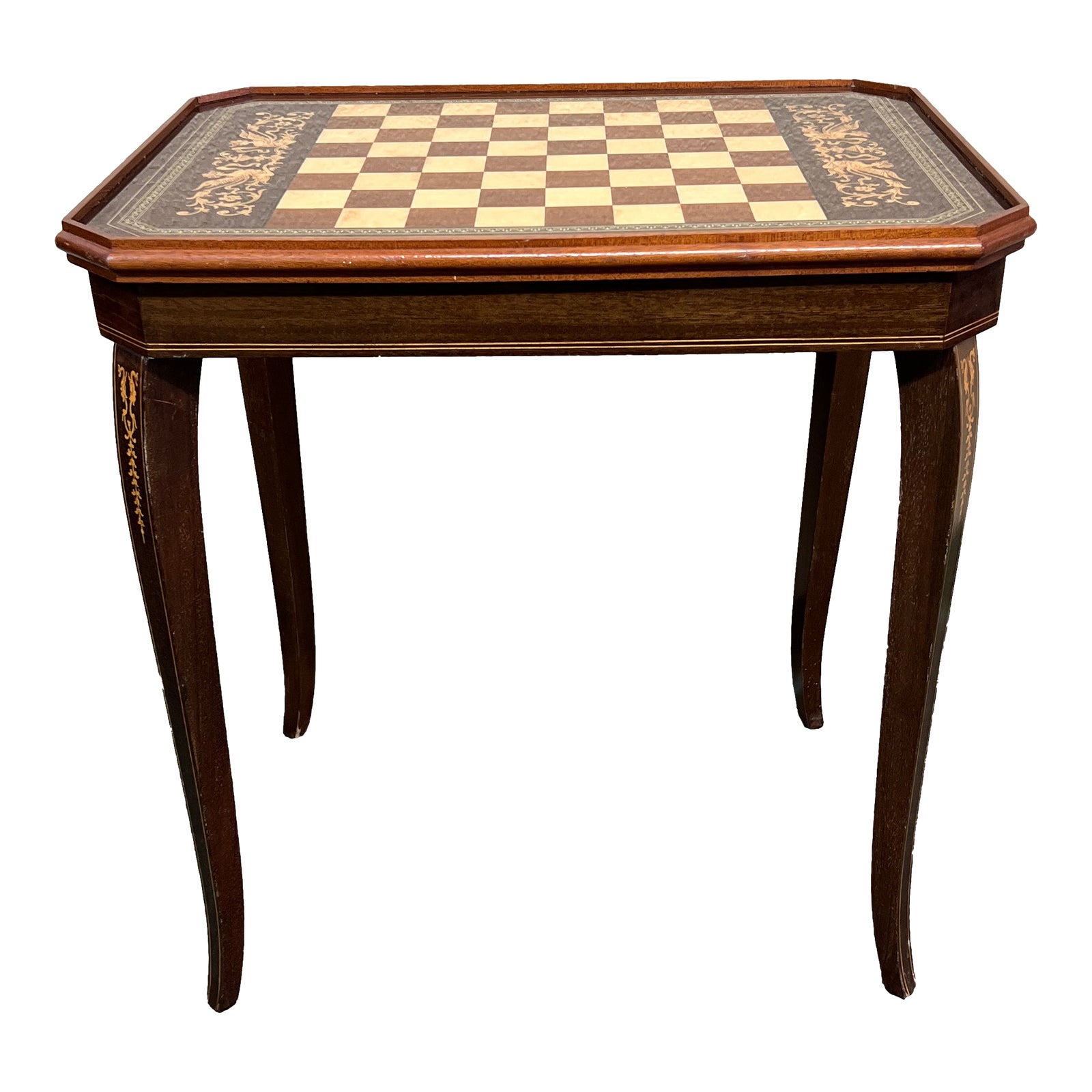 Vintage Italian Intarsio Style Game + Side Table Chairish