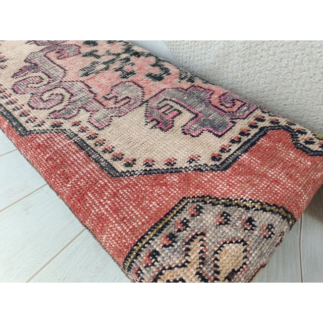 Wood Handmade Pink Rug Upholstered Large Seat Storage Bench For Sale - Image 7 of 9