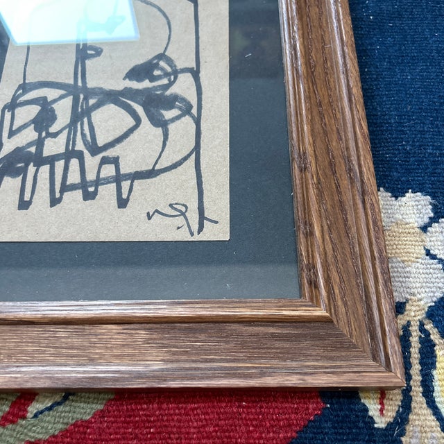 Contemporary original Wayne Cunningham abstract marker drawing. Signed and framed. Measures about 5x7 or 10.5x12.5 framed....