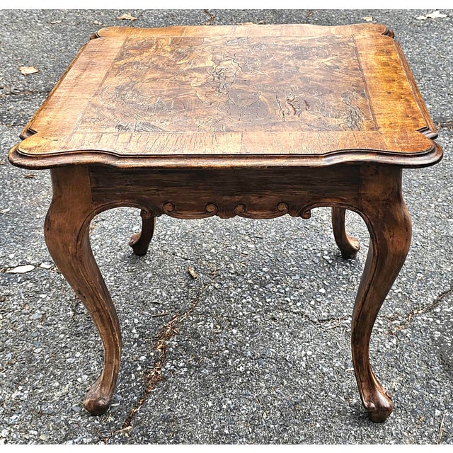 French Mid Century Louis XVI Style Walnut Crackled Burl Side Table For Sale - Image 3 of 10