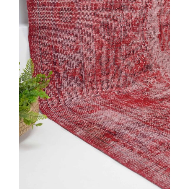 1970s 1970s Vintage Turkish Oushak Handmade Wool Cotton Red Area Rug For Sale - Image 5 of 11
