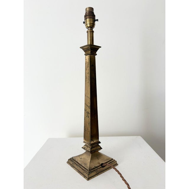 1940s Patinated Brass Column Lamp, Britain, 1940s For Sale - Image 5 of 8