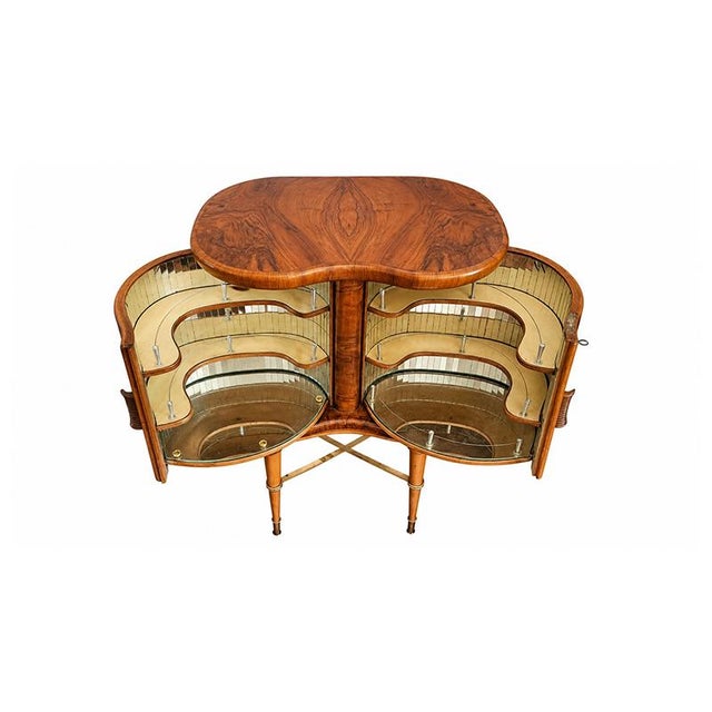 1930s Art Deco Illuminated Bar Cabinet in Briar Root and Mirrors, 1930s For Sale - Image 5 of 7