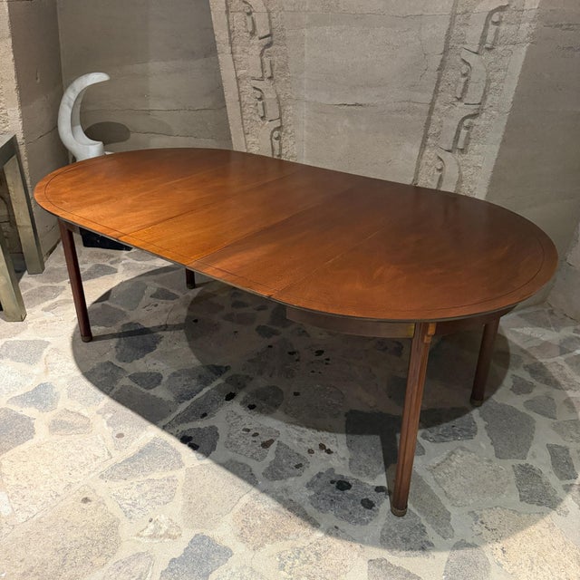 Drexel Mid-Century Modern Oval Round Expandable Dining Table Drexel Heritage For Sale - Image 4 of 15