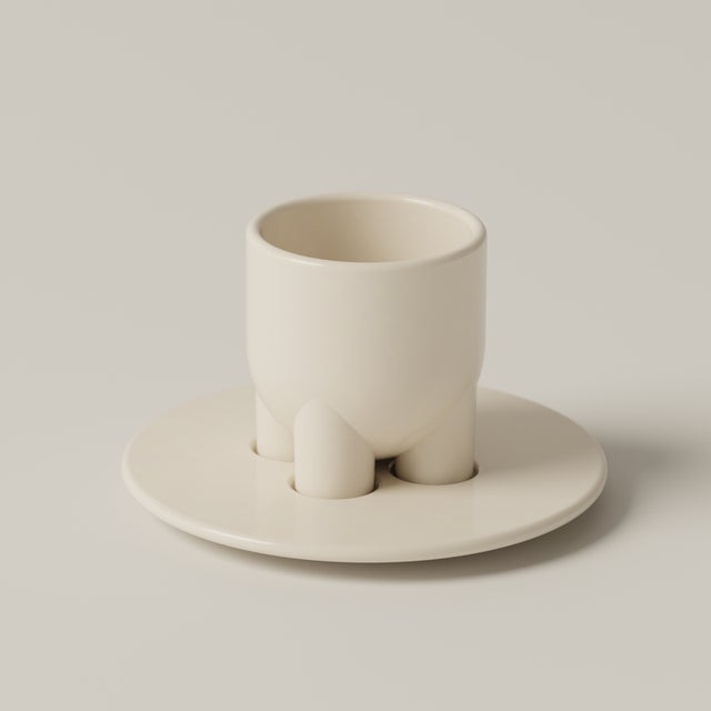 UUUUccio Cappuccino Cup and Saucer Bone by Burgio. For Sale - Image 4 of 4