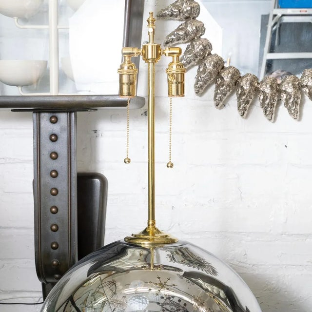 1960s Mid-Century Modern Large Spherical Mercury Glass Lamps - a Pair For Sale In New York - Image 6 of 7