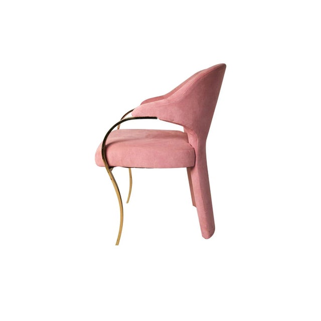 Carsons Vintage Carson’s Art Deco Hollywood Regency Brass Arm Cantilever Chair For Sale - Image 4 of 12