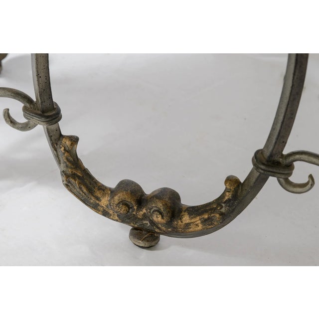 Silver Double Ottoman Iron ScrolledUpholstered Stools For Sale - Image 8 of 8