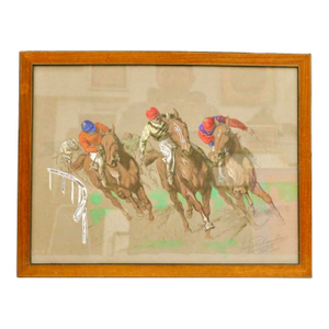 Eugene Peachaubes (French, 1890-1967). The Horse Races, Gouache on Paper