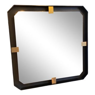 MA+39's Iron Floating and Brass Square Mirror For Sale