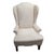 Pair of vintage traditional English/Colonial silhouette classic wingback chairs Features: - High scrolled wings - Rolled...