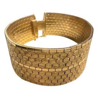 1950s Art Deco Costume Jewelry Gilt Metal Italian Bracelet For Sale