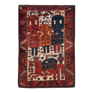 Tribal Mid-20th Century Handmade Persian Bakhtiari Pictorial Accent Rug