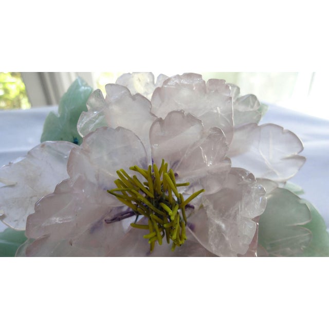 1960s Vintage Chinese Quartz and Jade Flower For Sale - Image 5 of 7