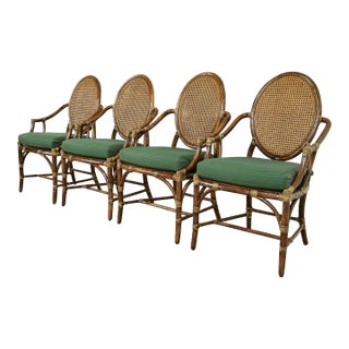 McGuire Hollywood Regency Organic Modern Bamboo and Cane Armchairs, Set of Four For Sale