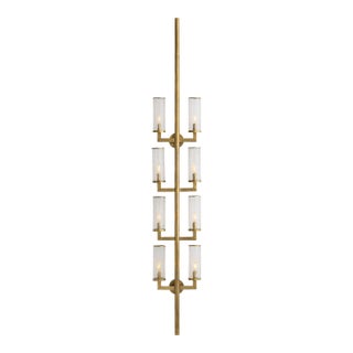 Kelly Wearstler for Visual Comfort Signature Liaison Statement Sconce in Antique-Burnished Brass with Crackle Glass For Sale
