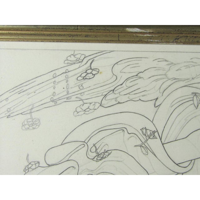 1970s Pencil Drawing of Two Flying Lovers For Sale In Kansas City - Image 6 of 8