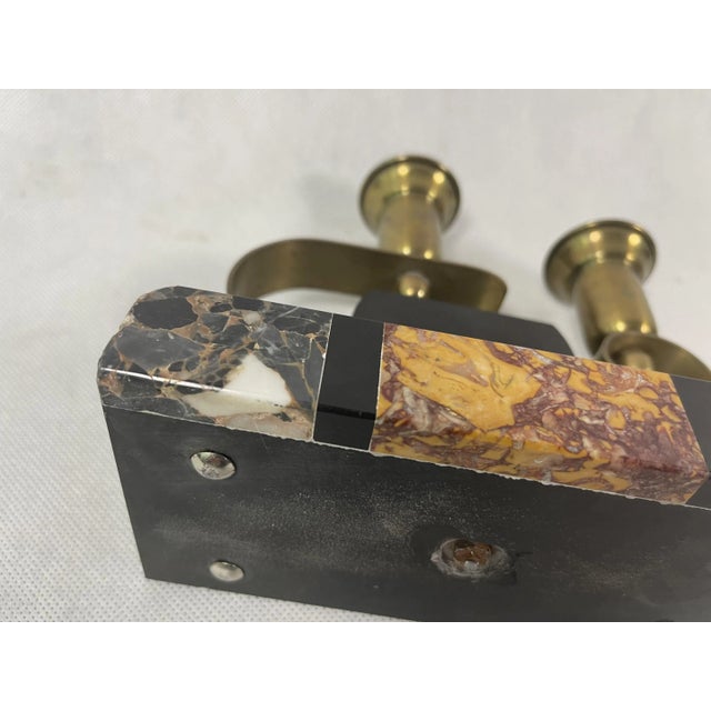 French Art Deco Brass and Marble Candleholder, 1920s For Sale - Image 11 of 12