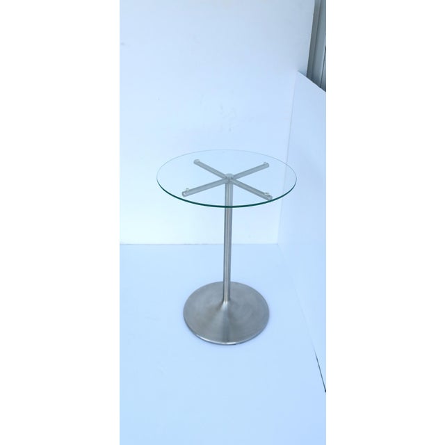 Metal Glass Side Drinks Table, Modern Minimalist, Circa Late 20th Century For Sale - Image 4 of 10