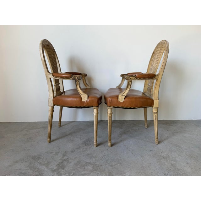 Hollywood Regency Maison Jansen Louis XVI Style Balloon Back Arm Chairs - A Pair For Sale - Image 10 of 12