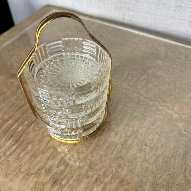 1950s Mid Century Brass Handled Condiment Server With Starburst Pressed Glass Inserts, Set of Four For Sale - Image 10 of 11