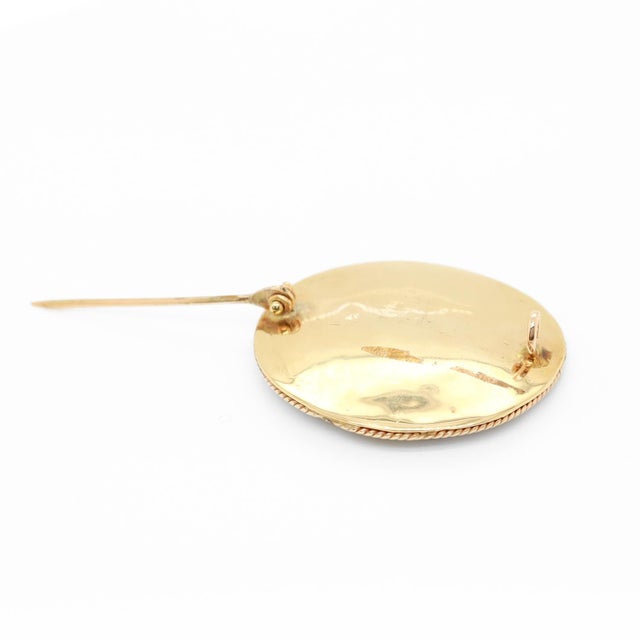 Antique Victorian 14k Gold, Diamond, and Porcelain Brooch For Sale - Image 9 of 11