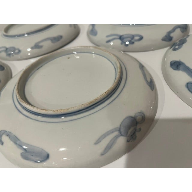 Antique Colored Japanese Plates - 6 - Blue & White, Burgundy, Light Green and Gold For Sale - Image 15 of 18