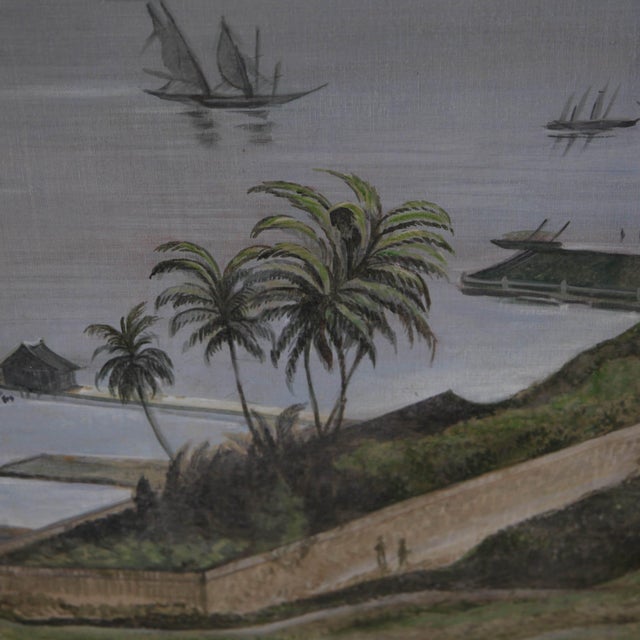Textile Unknown, The Port of Havana in 1890, 1960s, Canvas For Sale - Image 7 of 10