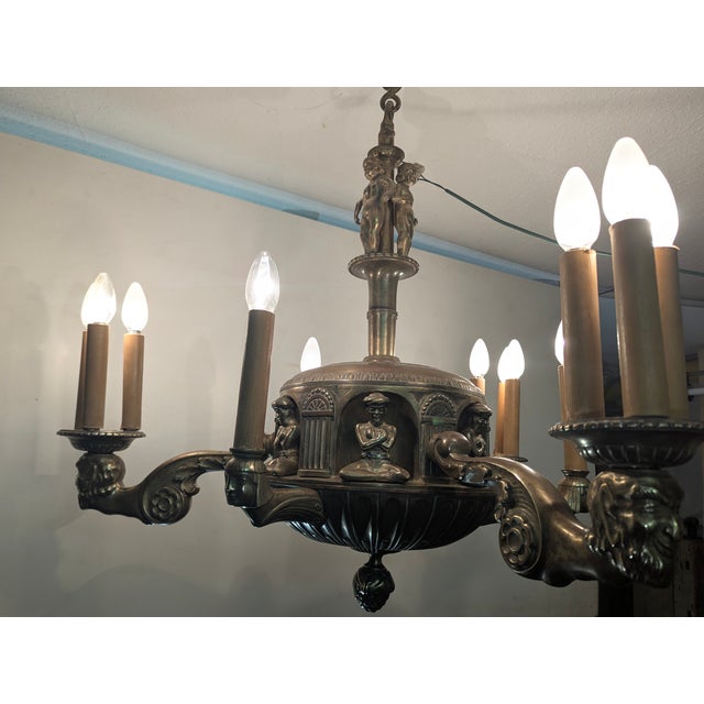 Antique Neoclassical Chandelier in Cast Brass, 1900s For Sale - Image 5 of 18