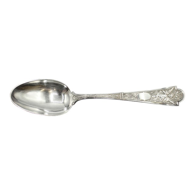 Late 19th Century American "Cupid" Pattern Sterling Silver Serving Spoon For Sale