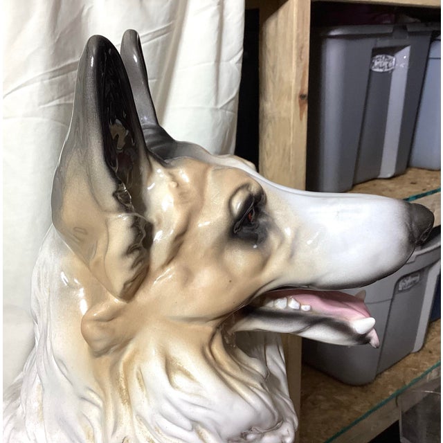 Vintage Ceramic German Shepherd Statue 28 Inches For Sale - Image 12 of 12