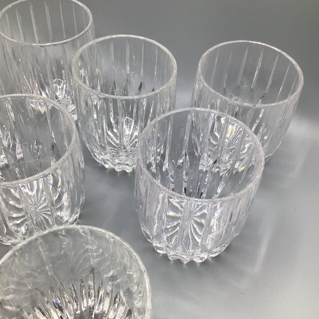 Set of 8 Mikasa Park Lane indent cut light reflective double old fashioned glasses.