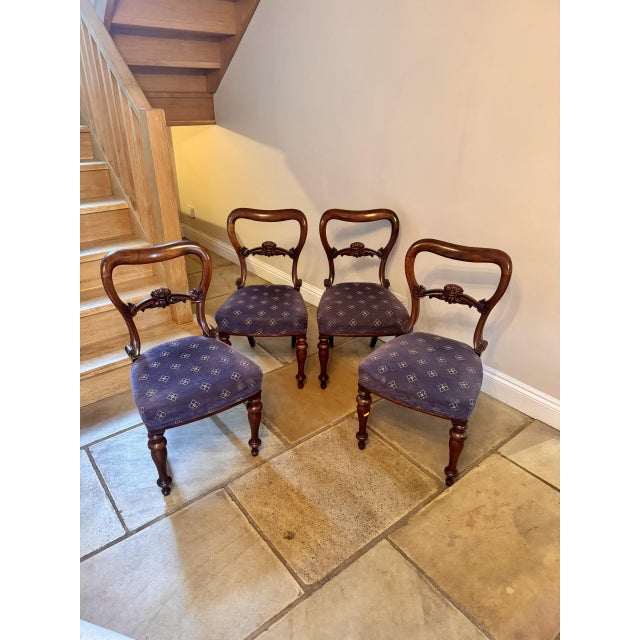 Antique Victorian Balloon Back Dining Chairs, 1860, Set of 4 For Sale - Image 3 of 11
