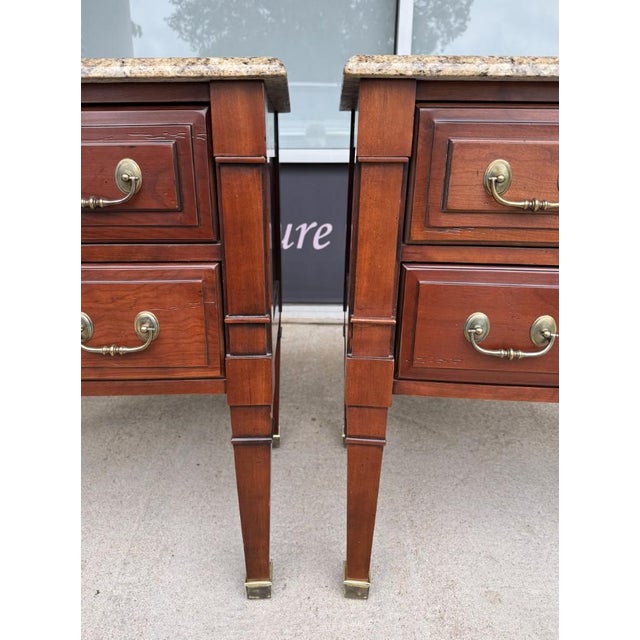 Brown Late 20th Century Pair of Harden Nightstands With Granite Tops For Sale - Image 8 of 12