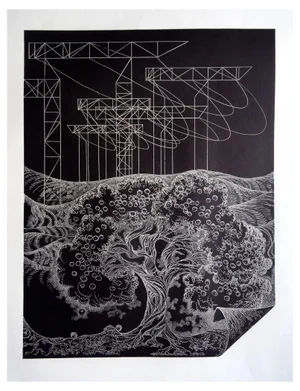 Dainis Rozkalns, Apple Tree, 1976, Linocut
