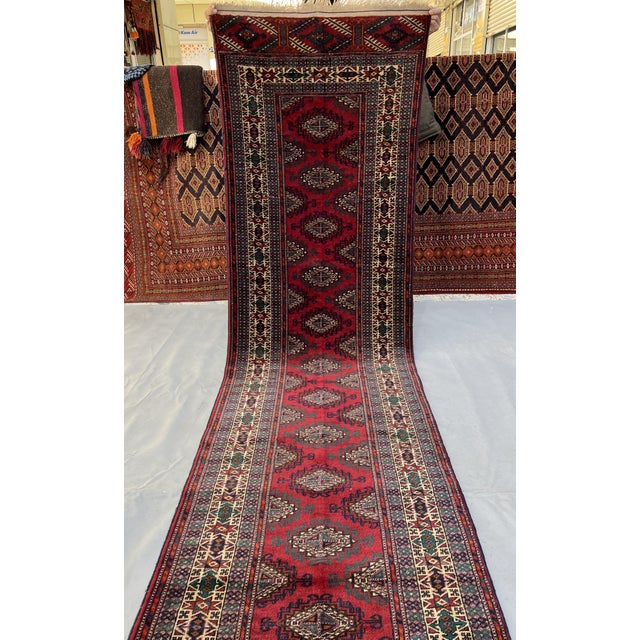 Gemstone Yomut Turkmen Kepse Gul Single Column Runner - 2'8" X 12'0 For Sale - Image 7 of 11