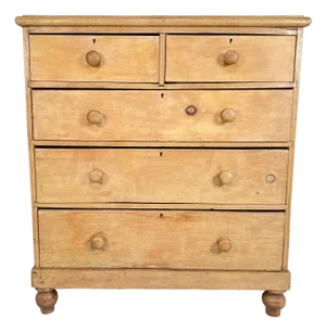 C. 1860s Antique English Scrubbed Pine Chest of Drawers