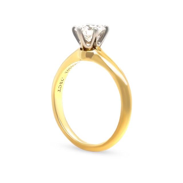 Tiffany & Co. 18ct Yellow Gold Diamond Engagement Ring 0.78ct 3.7g, Size 4.75 For Sale - Image 9 of 9