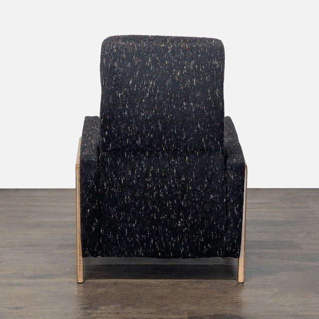 Textile West Elm Modern Black Fabric Recliner Lounge Chair With Wooden Frame For Sale - Image 7 of 9