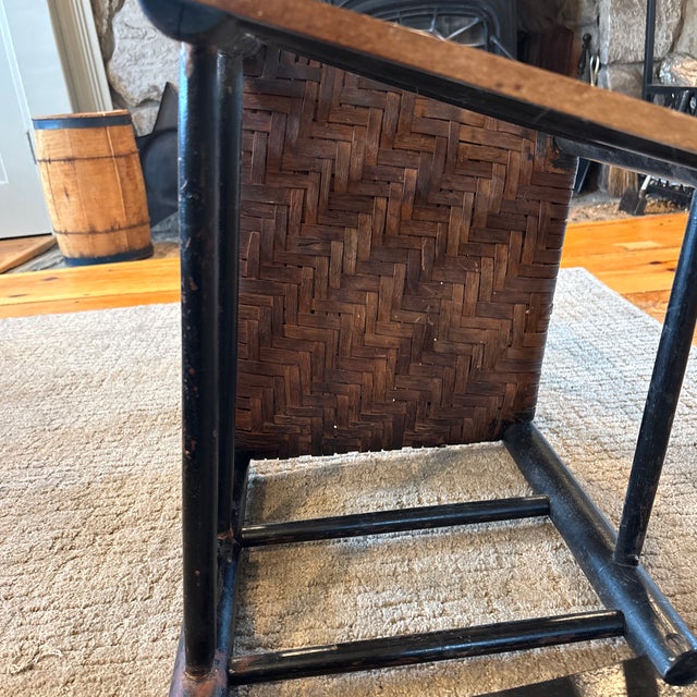 Textile Mid 19th Century New England Style Wooden Rocking Chair With Rush Seat. For Sale - Image 7 of 12