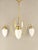 Solid brass chandelier with opal glass shade The lamp provides a cozy, non-dazzling light. Polished surface. Solid brass...
