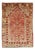 Antique Oushak Rug From Turkey With Directional Tribal Motifs in Soft Rose Red & Green For Sale