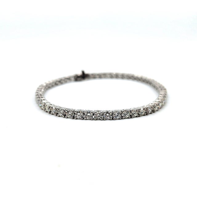 Silver 4.92 Ct Diamond Tennis Bracelet For Sale - Image 8 of 8