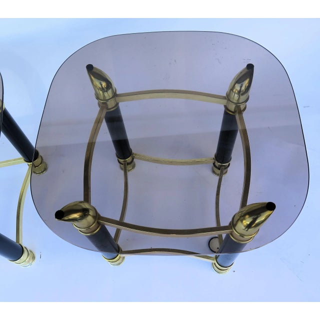 Tommaso Barbi Tommaso Barbi Attributed Faux Tusk Glass Top Side Tables - a Pair For Sale - Image 4 of 6